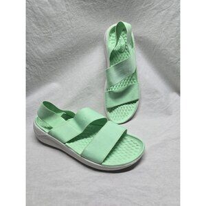 Crocs Women's Literide Sandal Size 7 Green Elastic Straps Slingback Slip On Shoe